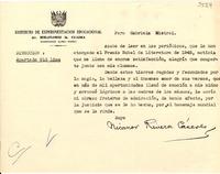 [Carta] [1945], Lima, Perú [a] Gabriela Mistral