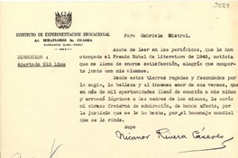 [Carta] [1945], Lima, Perú [a] Gabriela Mistral
