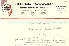 [Carta] 1945 nov. 12, Cuzco, Perú [a] Gabriela Mistral