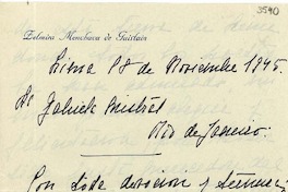 [Carta] 1945 nov. 18, Lima, [Perú] [a] Gabriela Mistral, Río de Janeiro