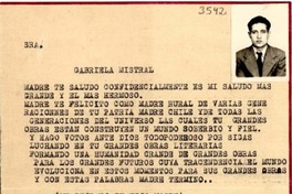 [Carta] [1945?], [Lima] [a] Gabriela Mistral