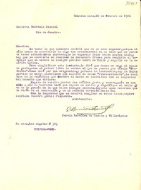 [Carta] 1946 feb. 11, Chincha Alta, Perú [a] Gabriela Mistral, Río de Janeiro