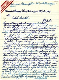[Carta] 1944 oct. 20, Lima, Perú [a] Gabriela Mistral, Petrópolis