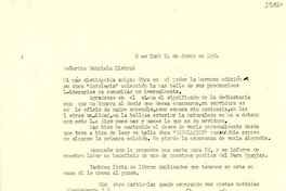 [Carta] 1954 jun. 14, New York, [EE.UU.] [a] Gabriela Mistral