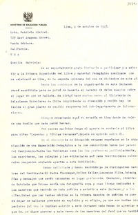 [Carta] 1948 oct. 4, Lima [a] Gabriela Mistral, Santa Bárbara, California