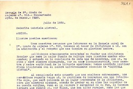 [Carta] 1950 jun. 19, Paucartambo, Perú [a] Gabriela Mistral, México
