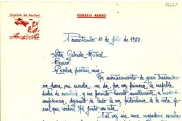 [Carta] 1950 jul. 10, Paucartambo, Perú [a] Gabriela Mistral, México