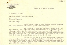 [Carta] 1952 jun. 30, Lima [a] Gabriela Mistral, Nápoles, Italia