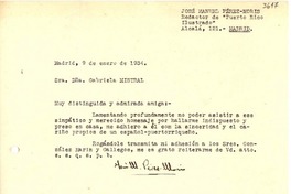[Carta] 1934 ene. 9, Madrid, [España] [a] Gabriela Mistral