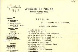 [Carta] 1933, Ponce, Puerto Rico [a] Gabriela Mistral