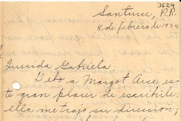 [Carta] 1934 feb. 2, Santurce, [Puerto Rico] [a] Gabriela Mistral, Madrid, [España]