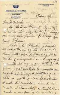 [Carta] 1934 feb. 19, [Barcelona?], [España] [a] Gabriela [Mistral]