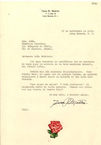 [Carta] 1945 nov. 27, Long Branch, N. J. [a] Gabriela Mistral, Río de Janeiro, Brasil