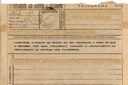 [Telegrama] 1945 oct. 11, San Juan, Puerto Rico [a] Gabriela Mistral