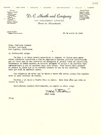 [Carta] 1946 abr. 22, Boston [a] Gabriela Mistral, Los Angeles, California