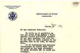 [Carta] 1946 mar. 14, Washington [a] Gabriela Mistral