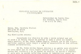 [Carta] 1948 mayo 6, Río de Piedras, Puerto Rico [a] Gabriela Mistral, Washington D.C., [EE.UU.]