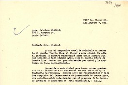[Carta] [1948?], Los Angeles, California, [EE.UU.] [a] Gabriela Mistral, Santa Barbara