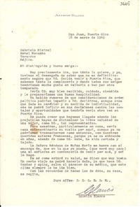[Carta] 1949 mar. 16, San Juan, Puerto Rico [a] Gabriela Mistral, Veracruz, México