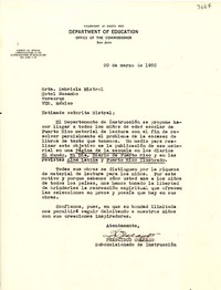 [Carta] 1950 mar. 20, San Juan, Puerto Rico [a] Gabriela Mistral, Veracruz, México