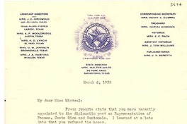 [Carta] 1939 feb. 28, South Hadley, Massachusetts, [EE.UU.] [a] Gabriela Mistral, Washington D.C., [EE.UU.]