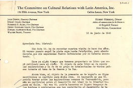 [Carta] 1942 jun. 15, New Heaven, Connecticut [a] Gabriela Mistral