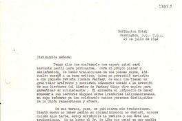 [Carta] 1942 jul. 25, Washington D.C. [a] Gabriela Mistral, Petrópolis, Brasil