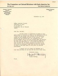 [Carta] 1942 sept. 14, New Heaven, Connecticut [a] Gabriela Mistral, Petrópolis, Brasil