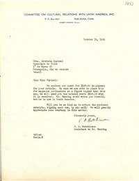[Carta] 1942 oct. 15, New Heaven, Connecticut [a] Gabriela Mistral, Petrópolis, Brasil