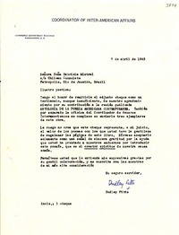 [Carta] 1943 abr. 7, Washington D.C. [a] Gabriela Mistral, Petrópolis, Brasil
