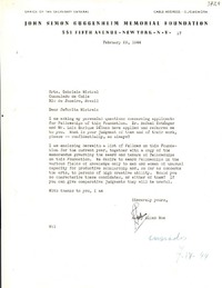 [Carta] 1944 feb. 29, New York, EE.UU. [a] Gabriela Mistral, Río de Janeiro, Brasil