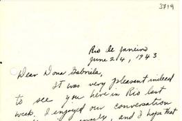 [Carta] 1943 jun. 24, Río de Janeiro [a] Gabriela Mistral