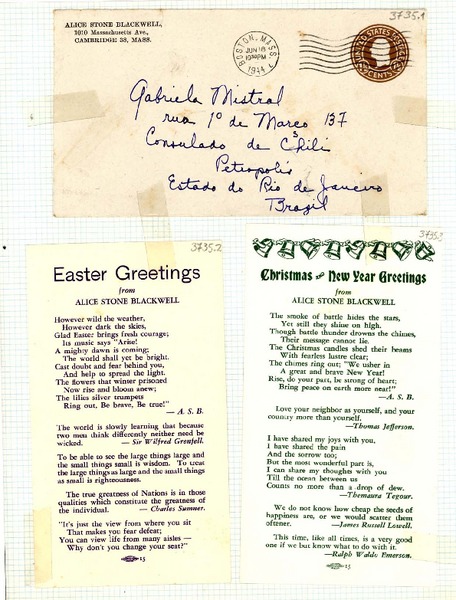 [Carta] 1944 jun. 18, Boston, Massachusetts [a] Gabriela Mistral, Petrópolis, Brasil