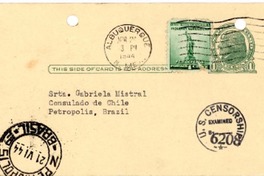 [Carta] 1944 jul. 11, Río de Janeiro [a] Gabriela Mistral, Río de Janeiro