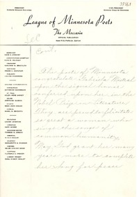 [Carta] [1945 nov.], Minnesota [a] Gabriela Mistral