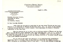 [Carta] 1944 ago. 1, Long Beach, California [a] Gabriela Mistral, Petrópolis, Brasil