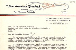 [Carta] 1944 nov. 3, N. York [a] Lucila Godoy Alcayaga, Santiago de Chile