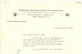 [Carta] 1944 nov. 24, New York [a] Gabriela Mistral, Río de Janeiro, Brasil