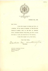 [Carta] 1945 nov. 3, New York [a] Gabriela Mistral, Río de Janeiro, Brasil