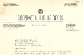 [Carta] 1946 mar. 22, Los Ángeles, California [a] Gabriela Mistral, Los Ángeles