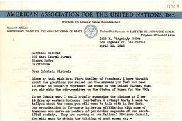 [Carta] 1946 abr. 19, Los Angeles, California [a] Gabriela Mistral, Sierra Madre, California