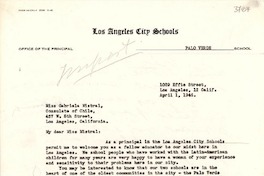 [Carta] 1946 abr. 1, Los Ángeles, California [a] Gabriela Mistral, Los Ángeles, California