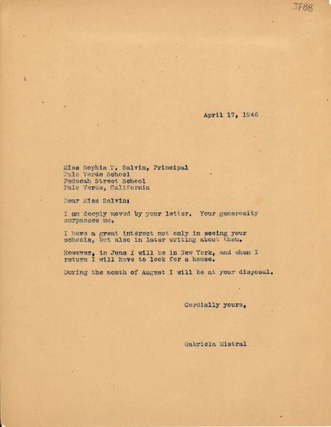 [Carta] 1946 abr. 17, Los Ángeles, California [a] Sophia T. Salvin, Palo Verde, California