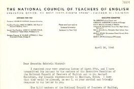 [Carta] 1946 abr. 26, N. York [a] Gabriela Mistral