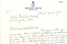 [Carta] 1946 abr. 26, N. York [a] Gabriela Mistral, Los Angeles, California