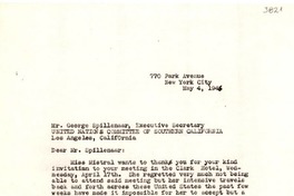 [Carta] 1946 mayo 4, New York [a] George Spillenaar, Los Ángeles, California