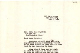 [Carta] 1946 mayo 2, New York [a] Mary Kate Nogueira, Northampton, Massachusetts