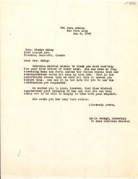 [Carta] 1946 mayo 6, New York [a] Gladys Mckay, Manitoba, Canada