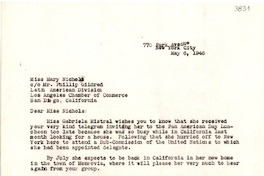 [Carta] 1946 mayo 6, New York [a] Mary Nichols, San Diego, California