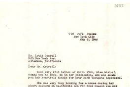 [Carta] 1946 mayo 6, New York [a] Louis Courcil, Altadena, California